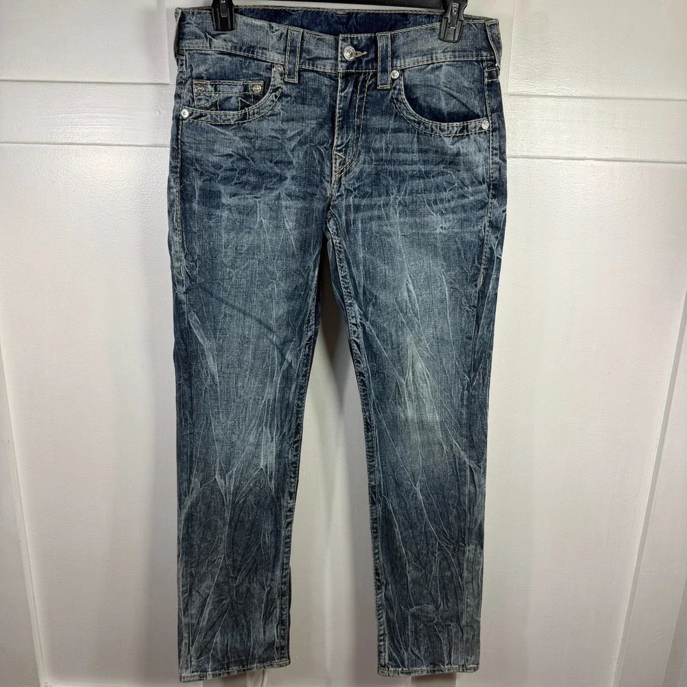 True‎ Religion Section Slim Big T Mens Jeans Size 32 Earthworm Blue Denim